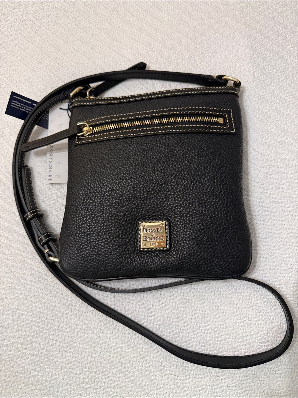 Dooney & Bourke Saffiano Letter Carrier Crossbody Bag Black NWT